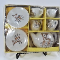 1940'S DOLL HOUSE BABY DEER CHINA TEA SET JAPAN NIB RARE