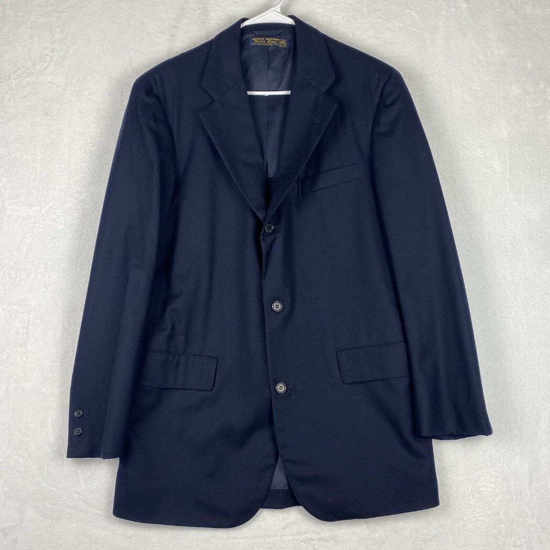 Brooks Brothers Blazer Mens 40L Blue Golden Fleece 3 Button Front Made in USA