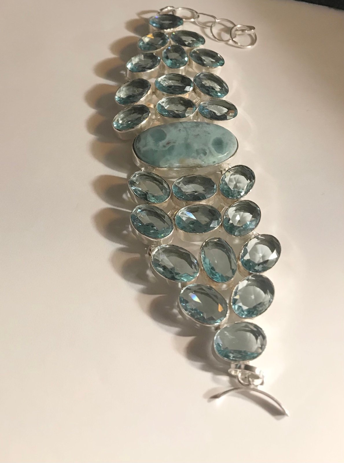 Larimar Blue Topaz 925 Sterling Silver Bracelet