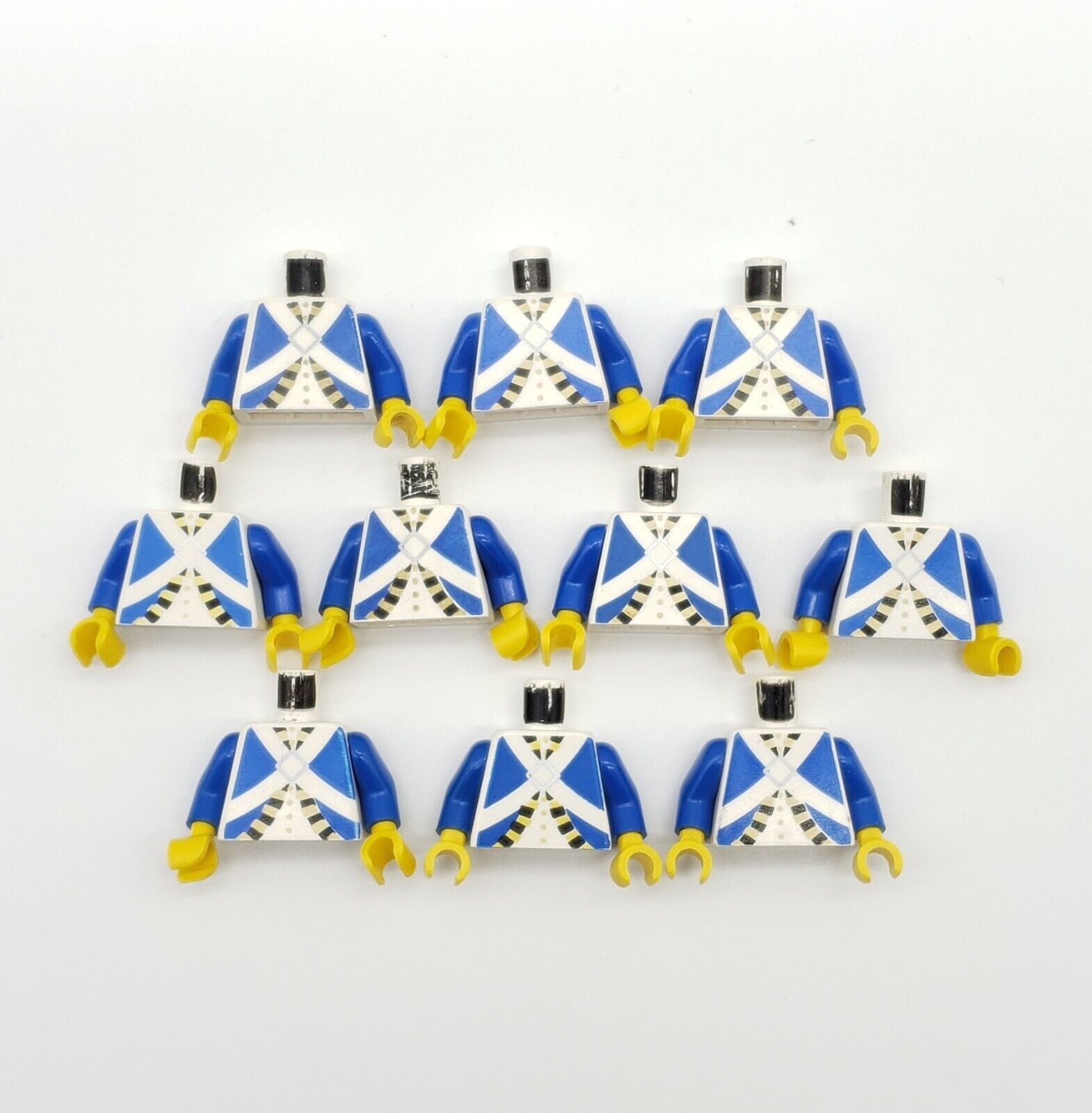 Lot of 10 VINTAGE Lego Imperial Blue Coats Minifigure Torsos Pirates Soldiers