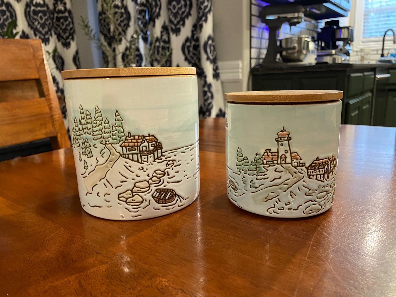 Inhomestylez Coastal Sketchbook 2 Canister Set, New! Blue Embossed