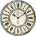 Vintage French Wooden Silent Wall Clock Battery Operated Farmhouse - 16 Inches