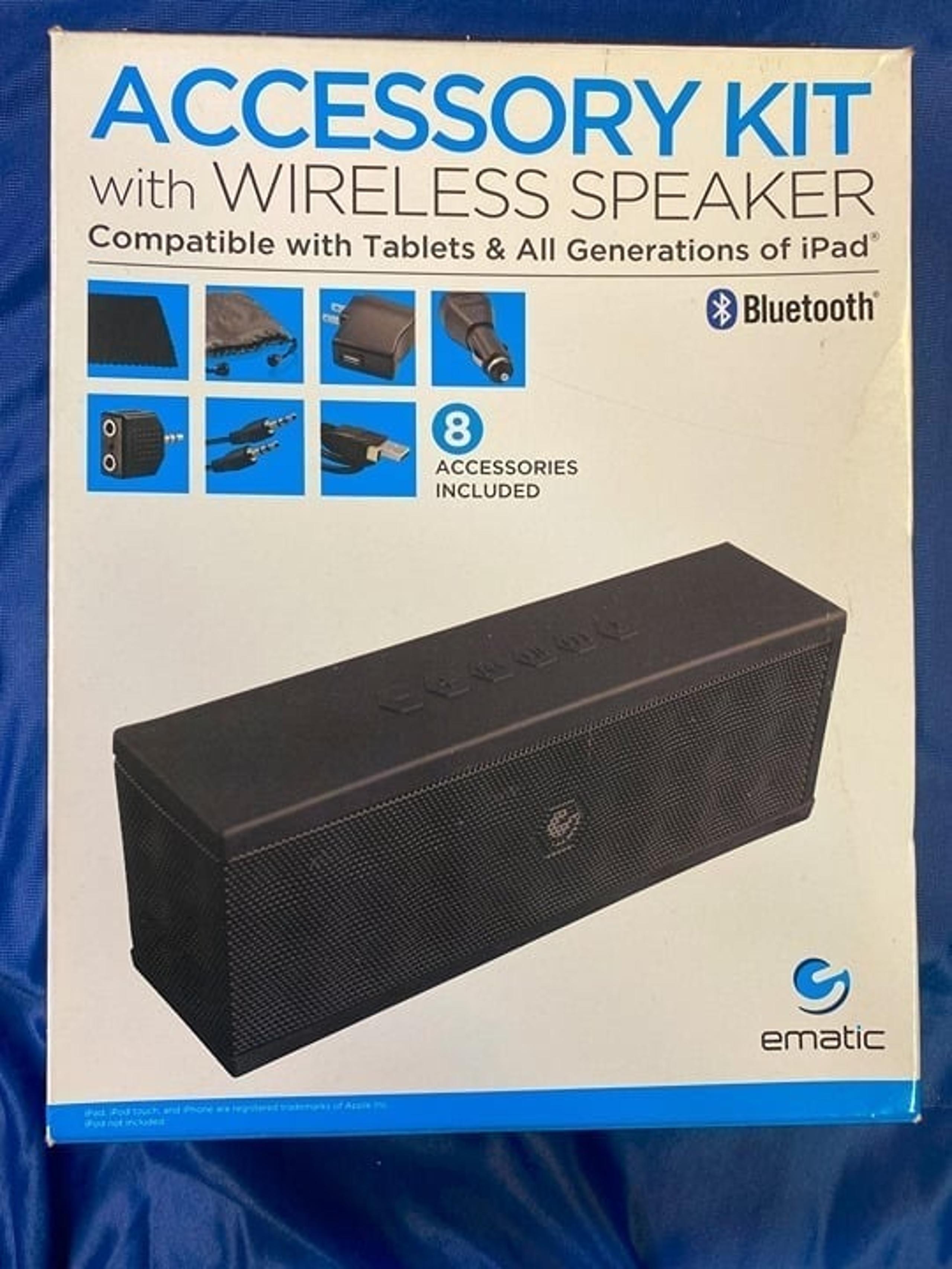 Accessory Kit with Wireless (Bluetooth) Speaker for Tablets & ipads in Box
