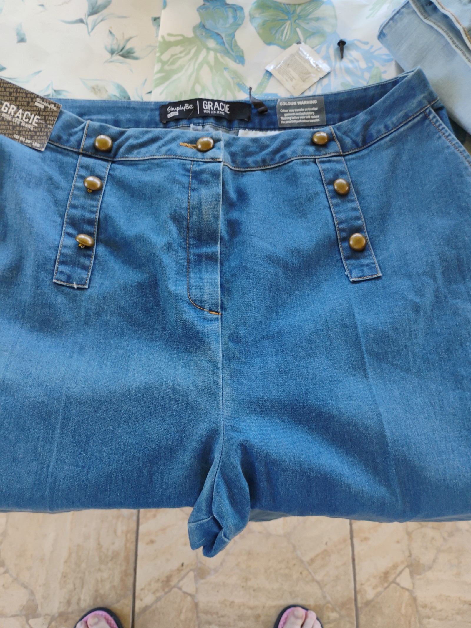 GRACIE'S SAILOR TYPE WIDE LEG JEANS SIZE 16