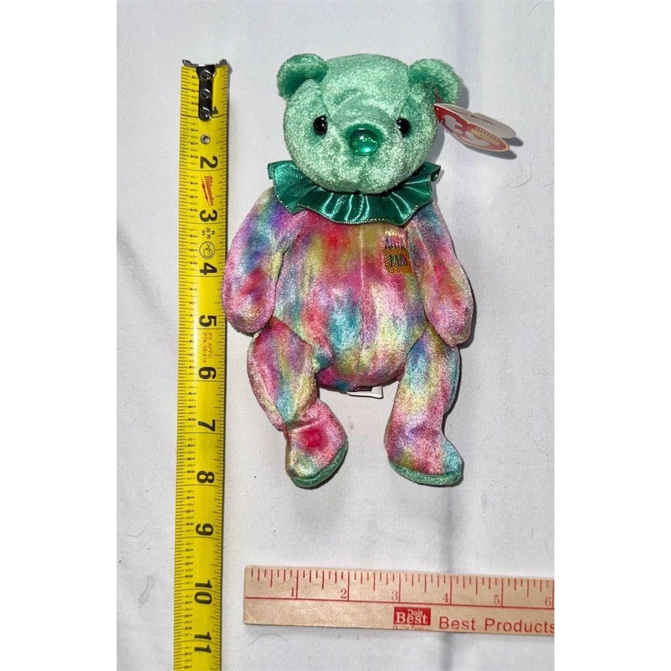 TY Beanie Baby May Birthday Bear Green 2001 with Heart Tag