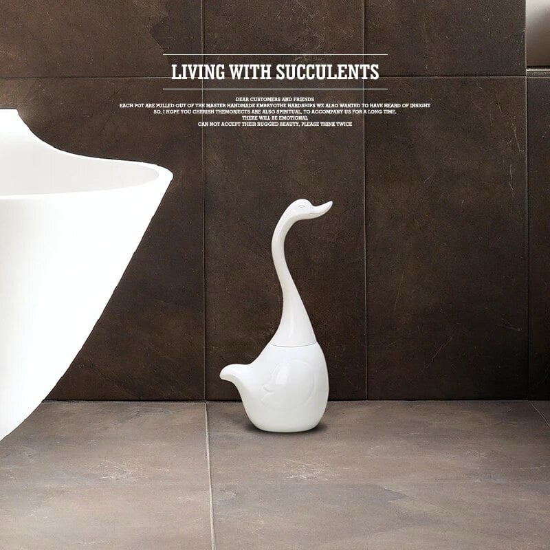 Swan Toilet Brush with holder Ceramic base plastic handle cleaning brush Toilet