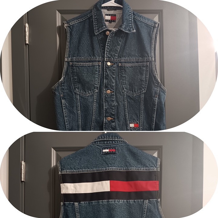 VTG Tommy Hilfiger Jeans Big Flag Logo Denim Vest Crest Kith Outdoors Alpine