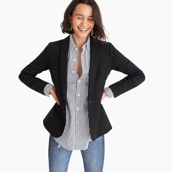 J Crew Parke blazer in wool flannel black, Size 00