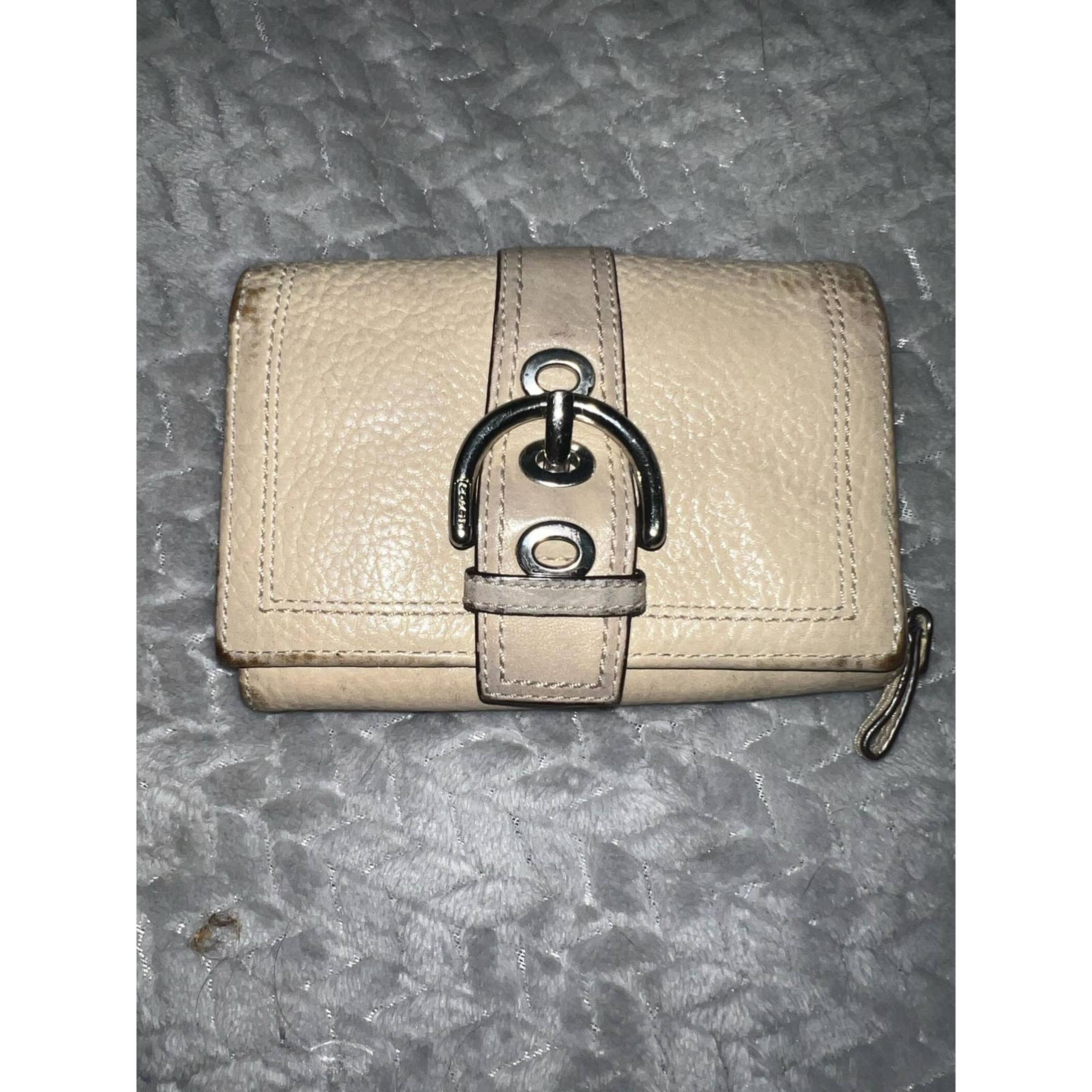 Coach Vintage Soho Pebble Leather Wallet In Tan - Rare Find