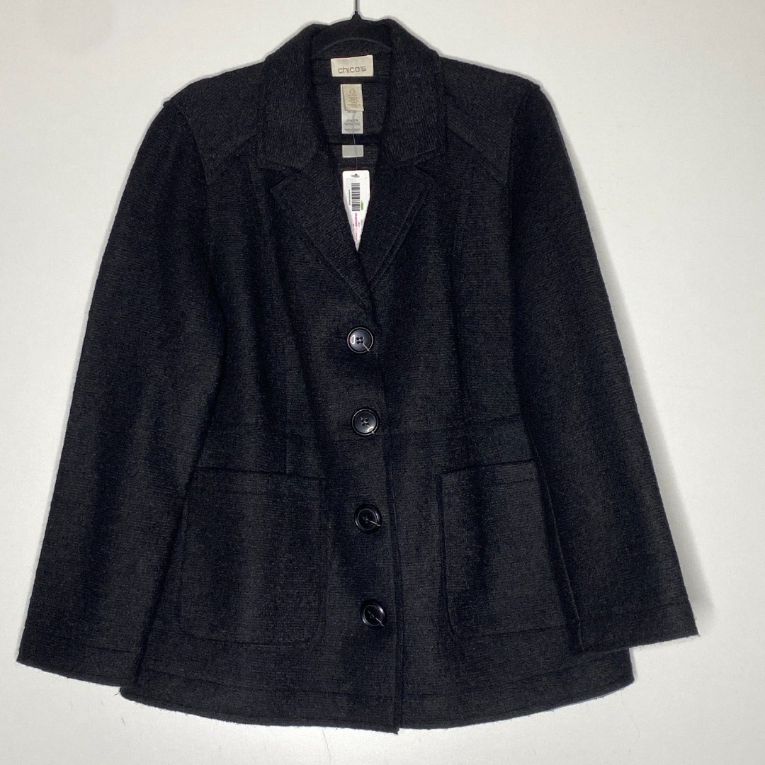 New Chico's Boiled Wool Jacket Women's Size Small Petite (Chico's 0)