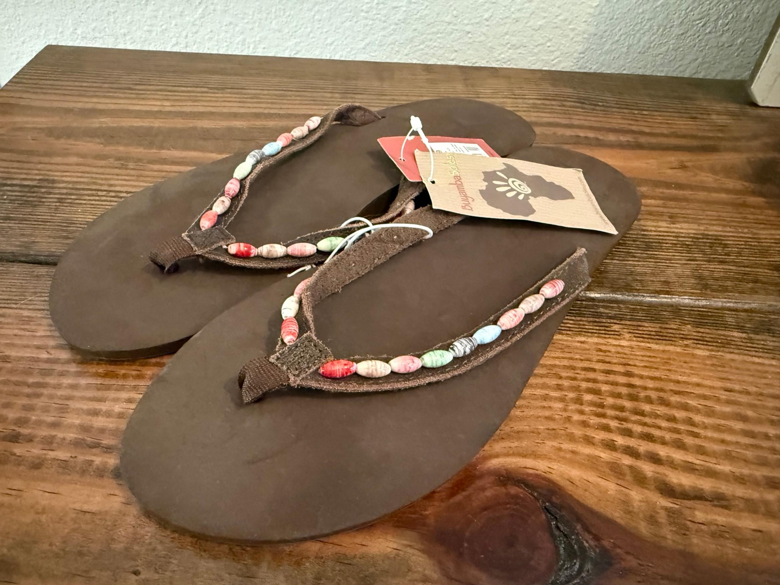 Mossimo Supply Co Beaded brown flip flops shoes buyamba soles Uganda size 10