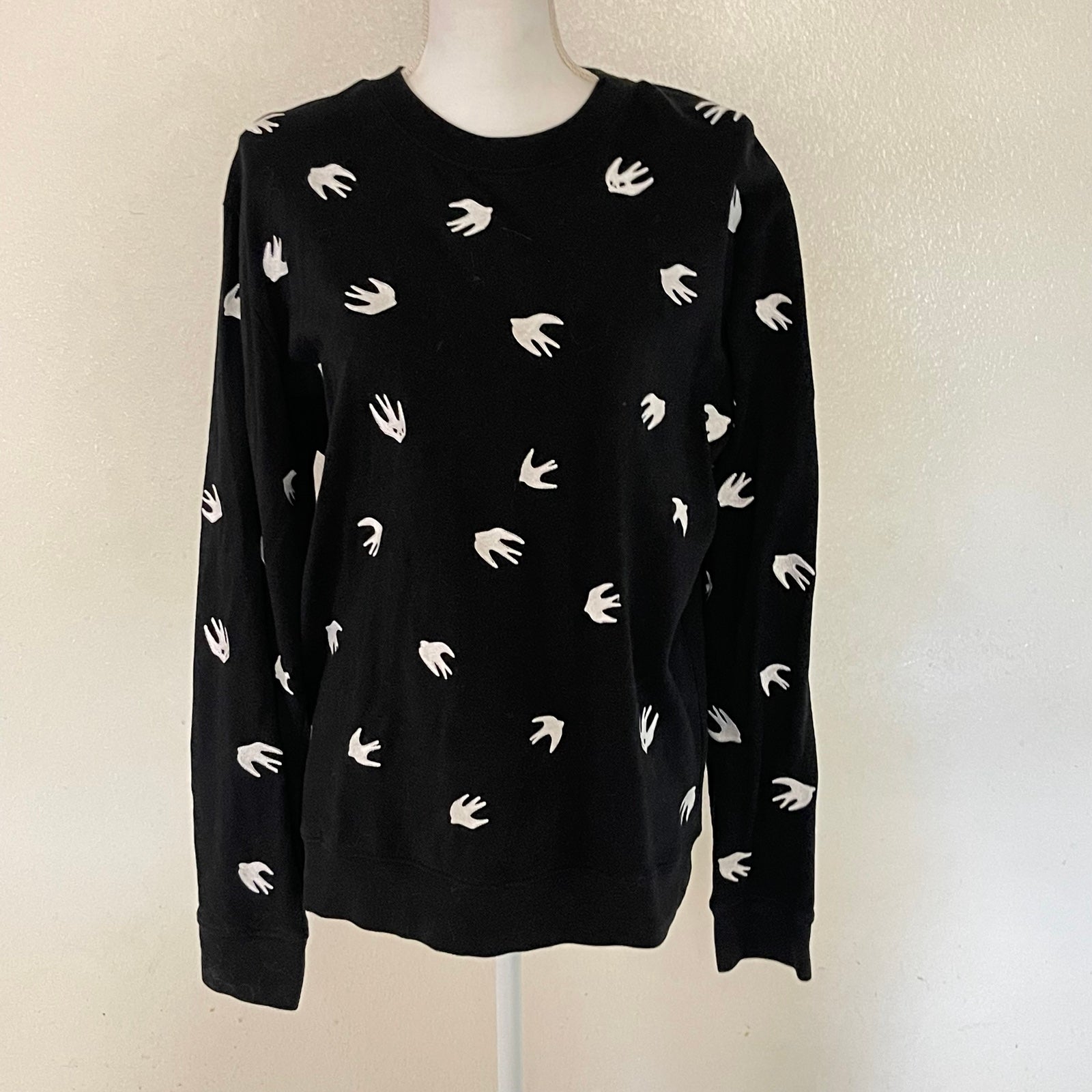 MCQ SWALOW SWEATSHIRT WITH ALL OVER EMBROIDERY-BLACK
