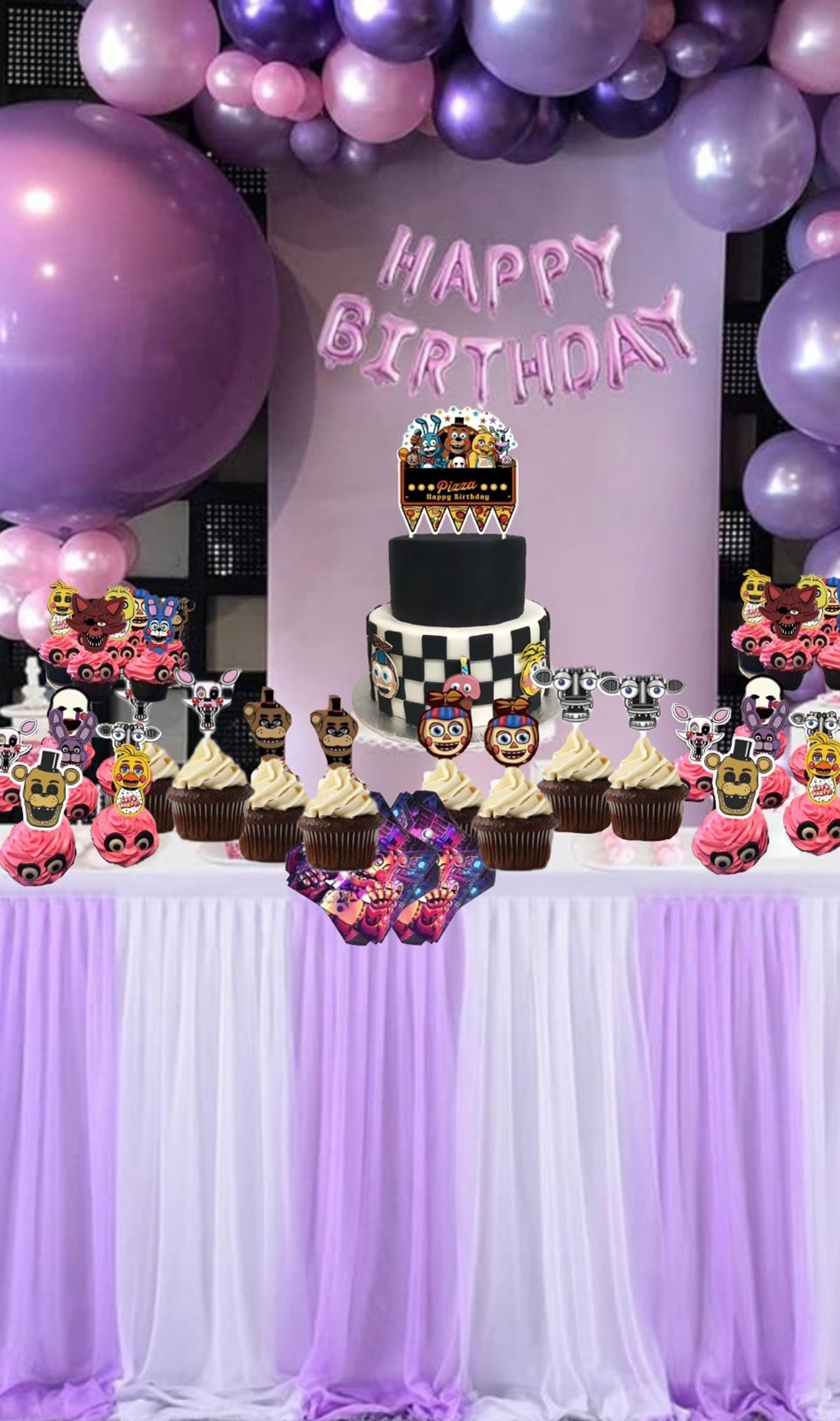 Five Nights at Freddy’s Theme cake topper,cupcake toppers & Napkins 45Pcs Party