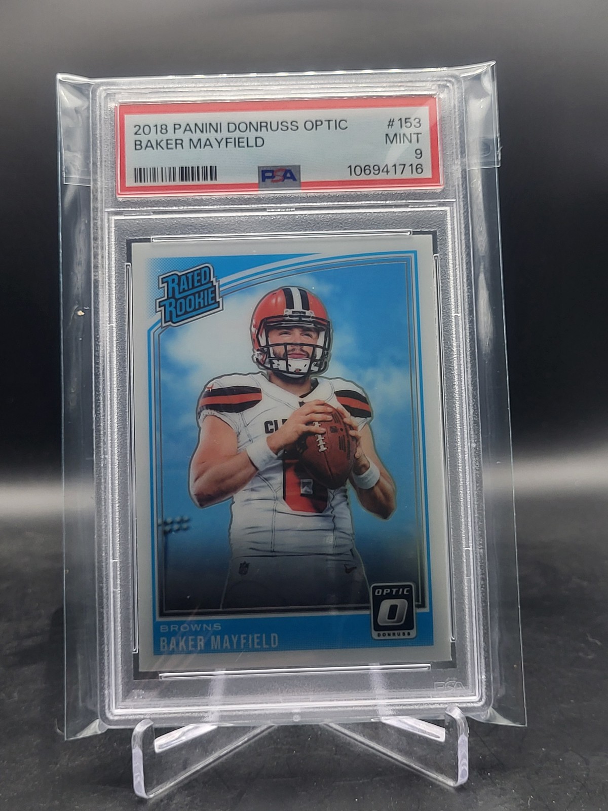 2018 Panini Donruss Optic #153 Baker Mayfield Rated Rookie Graded PSA Mint 9