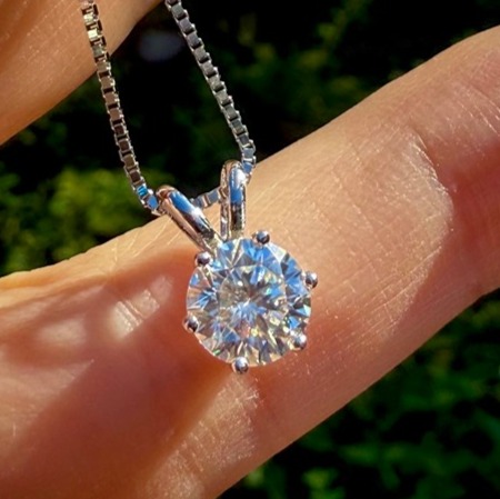 Ladies 925 Silver Sparkling White Diamond Moissanite Necklace Diamond Jewelry