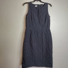 Agnona wool/cotton v neck textured sleeveless pencil midi dress sz 44/8