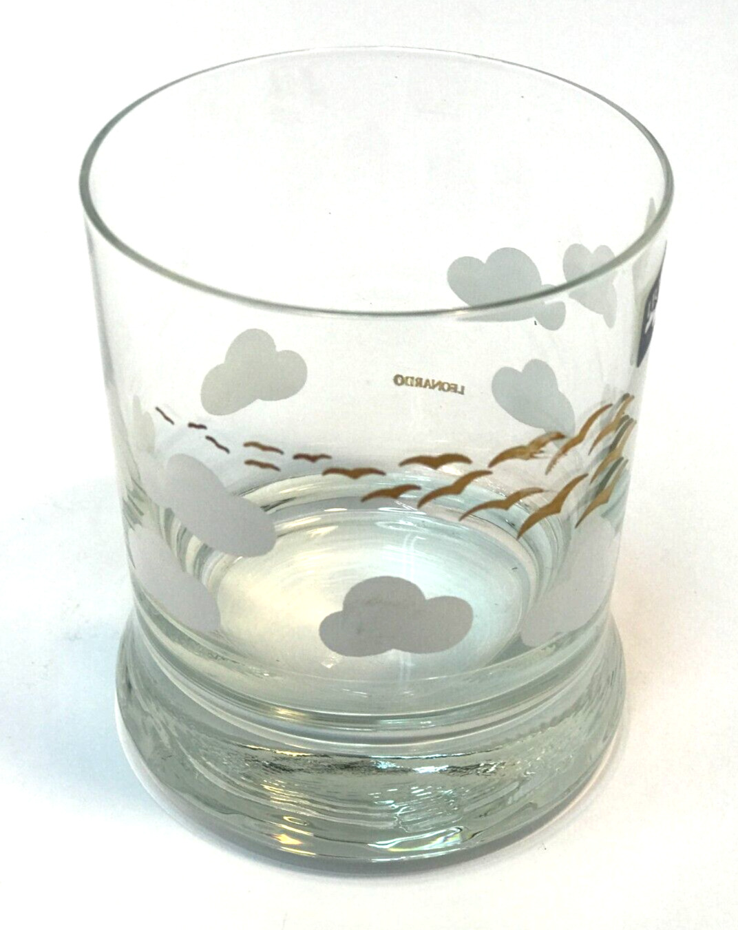 Leonardo Old Fashion Whiskey Glasses White Clouds and Golden Birds Barware