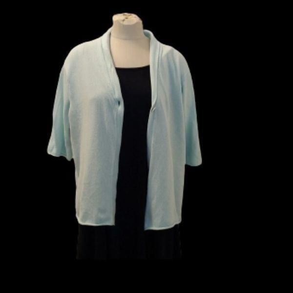 Eileen Fisher Green Cardigan Sweater 3/4 Sleeve Size XL  100% Cotton