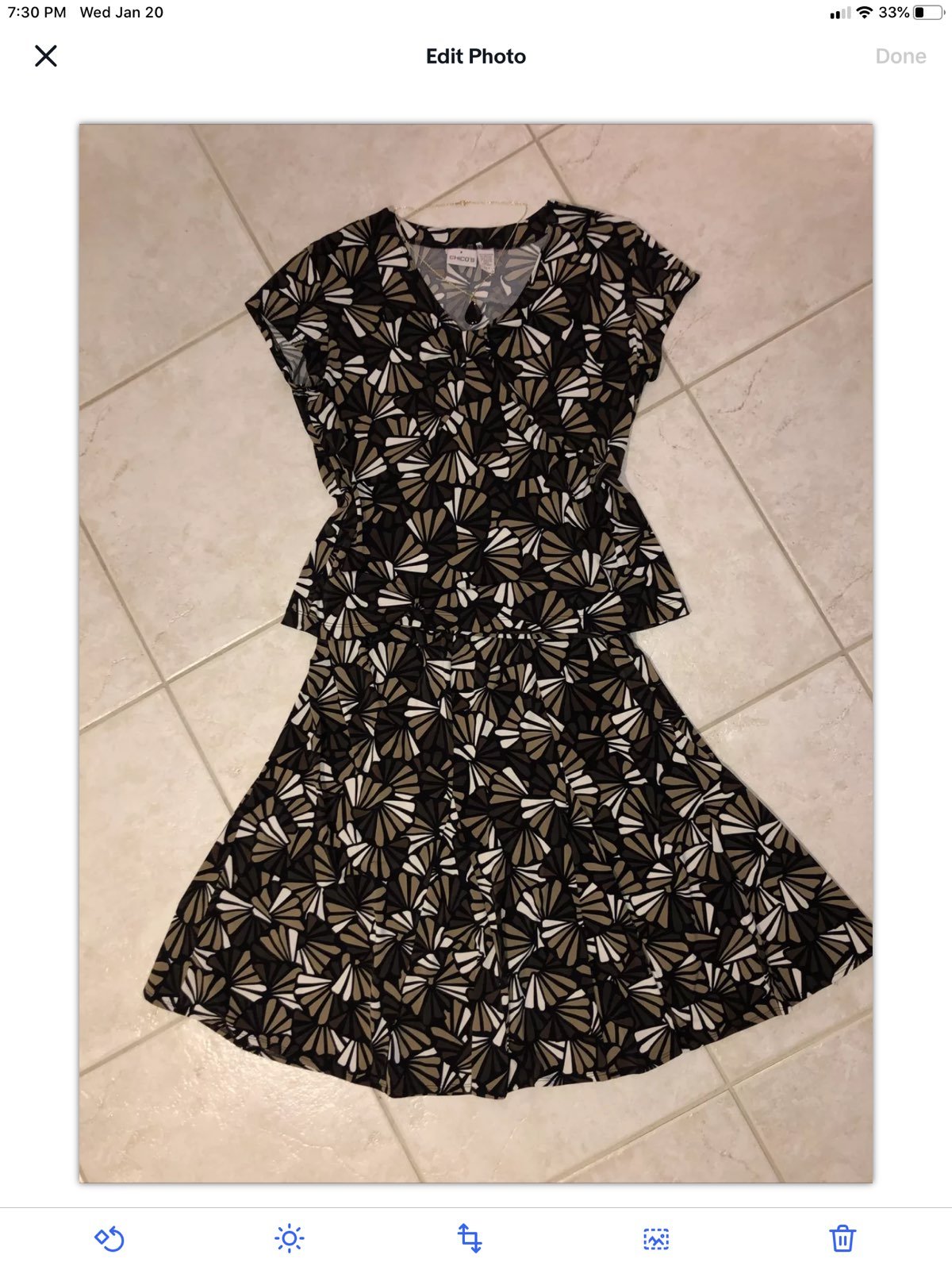 Chico's Outfit:3.0 Top;2.0 Skirt;Necklac