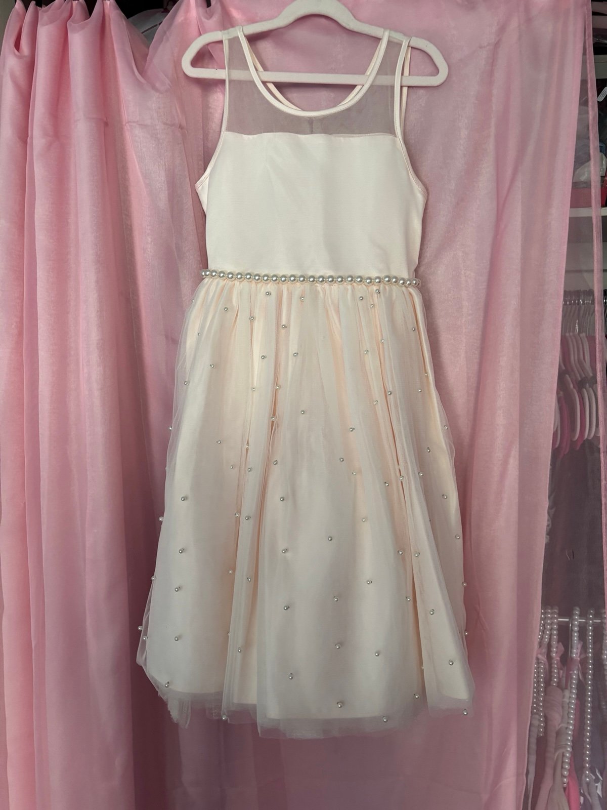 American princess pink tulle pearl dress
