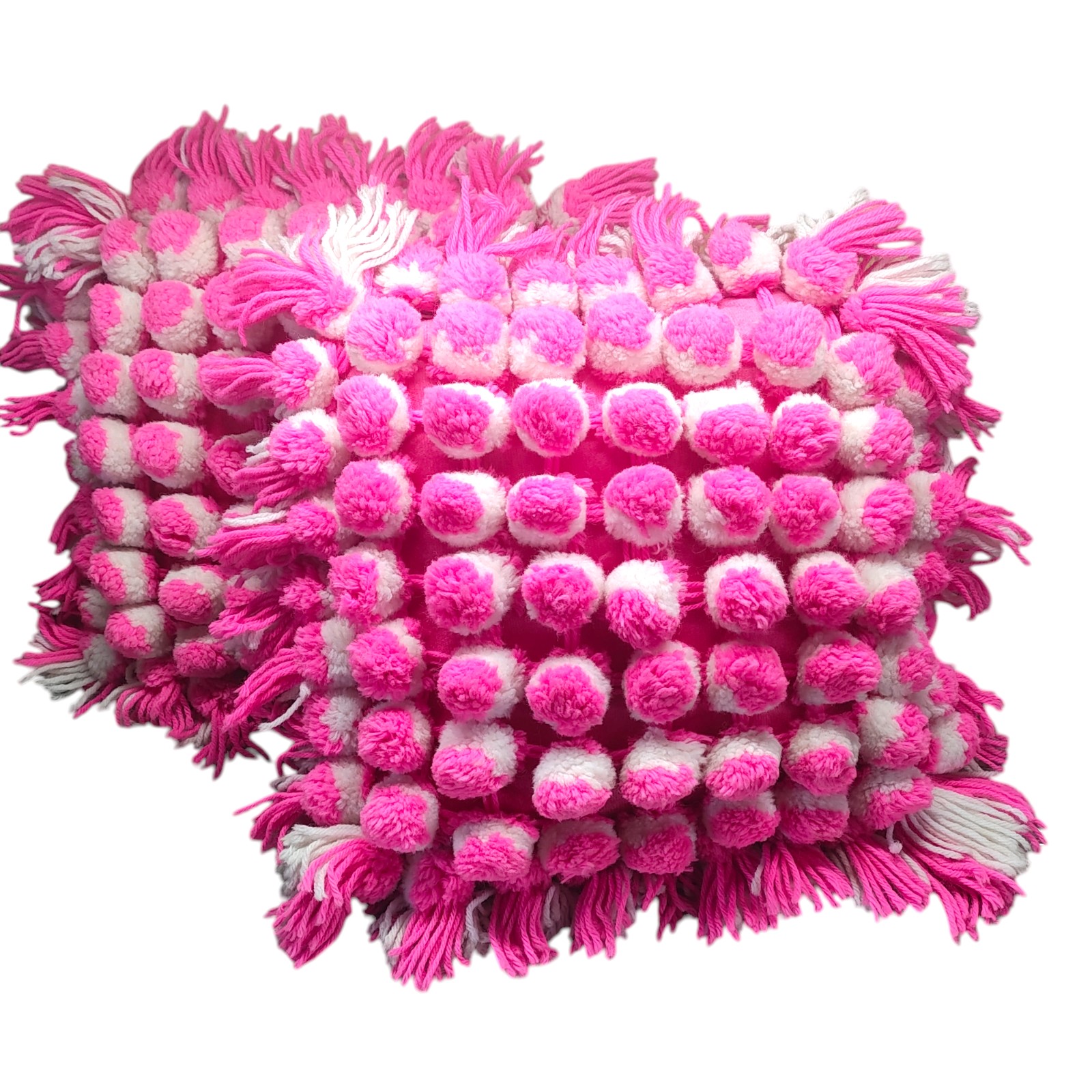 Vintage Pom Pom Fridge Pink Pillow Set