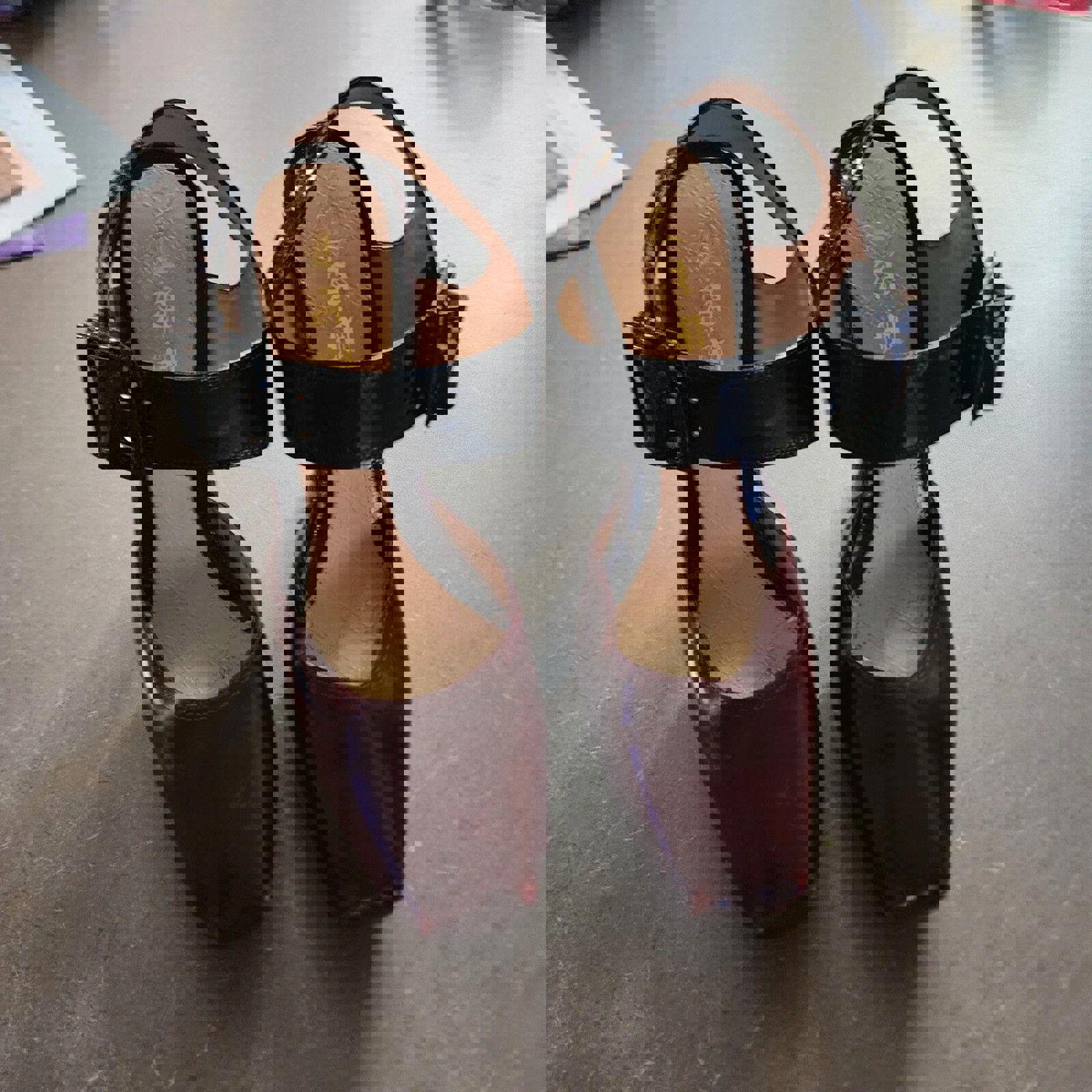 EUC L.A.M.B. by Gwen Stefani HAMURA Platform HEELS 7 B deep wine black