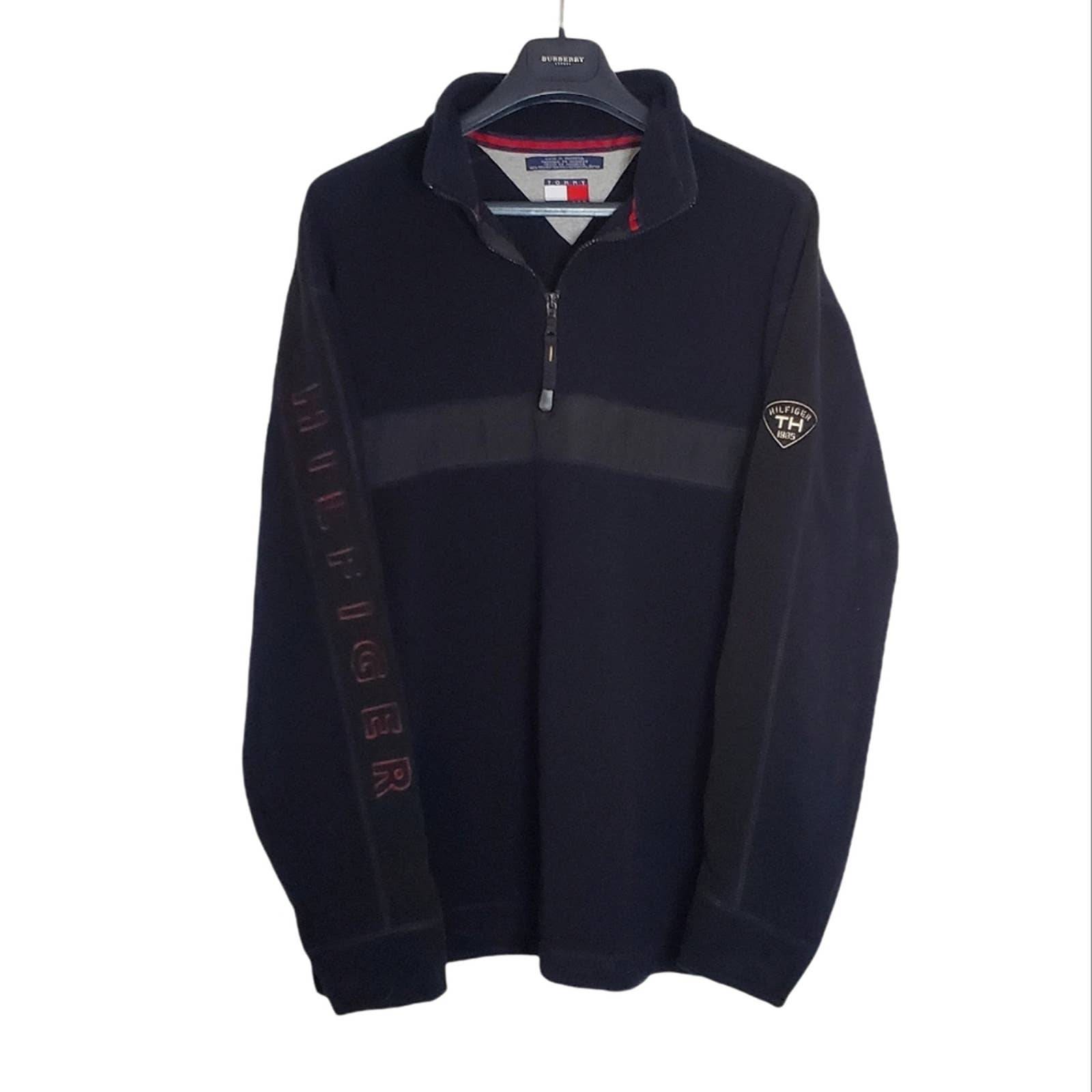 Vintage 90's Tommy Hilfiger Fleece Pullover Navy Blue Large