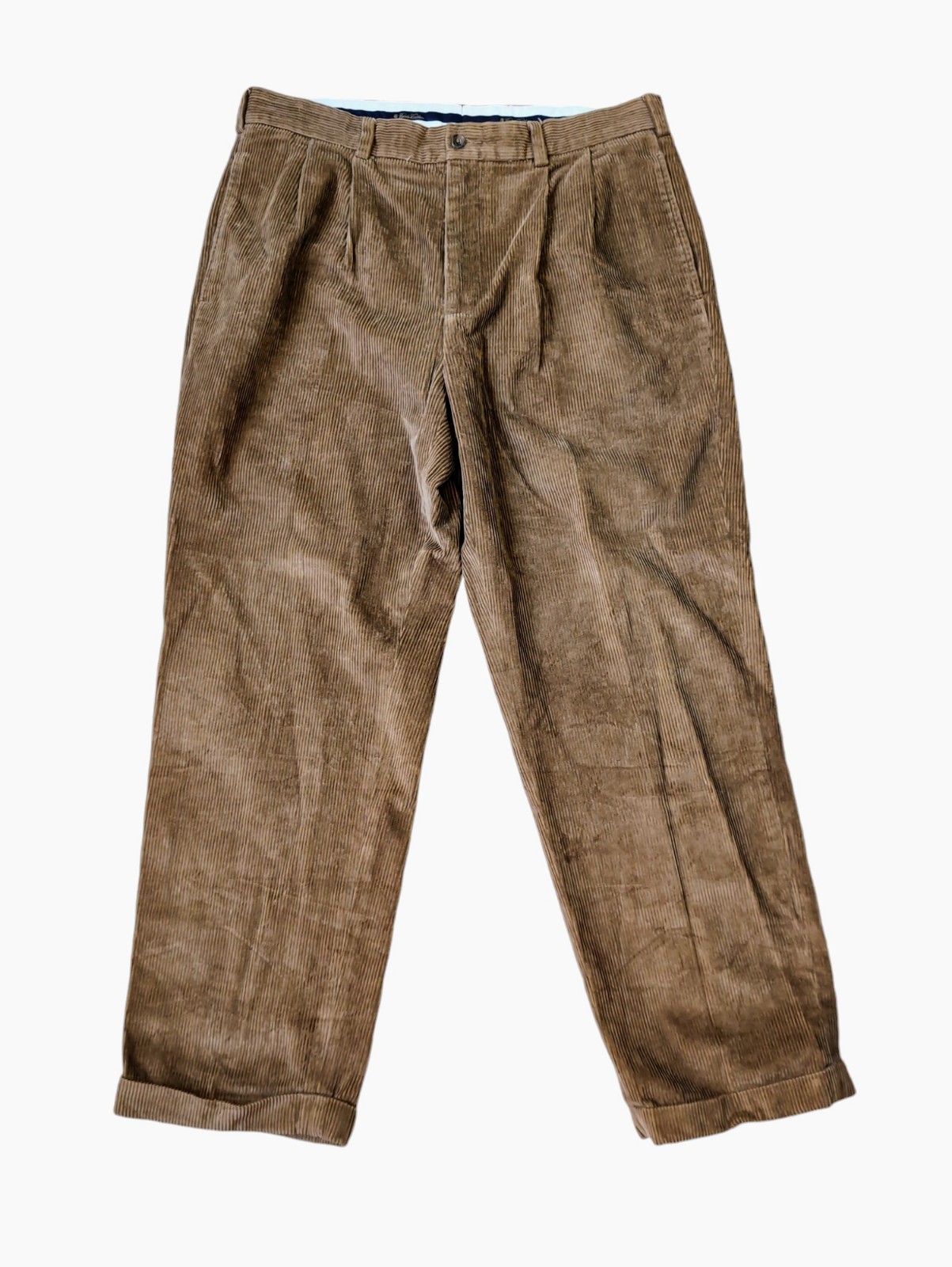 Brooks Brothers Elliot Pants Men's 36x32 Corduroy Brown Pleated Cuffed Casual