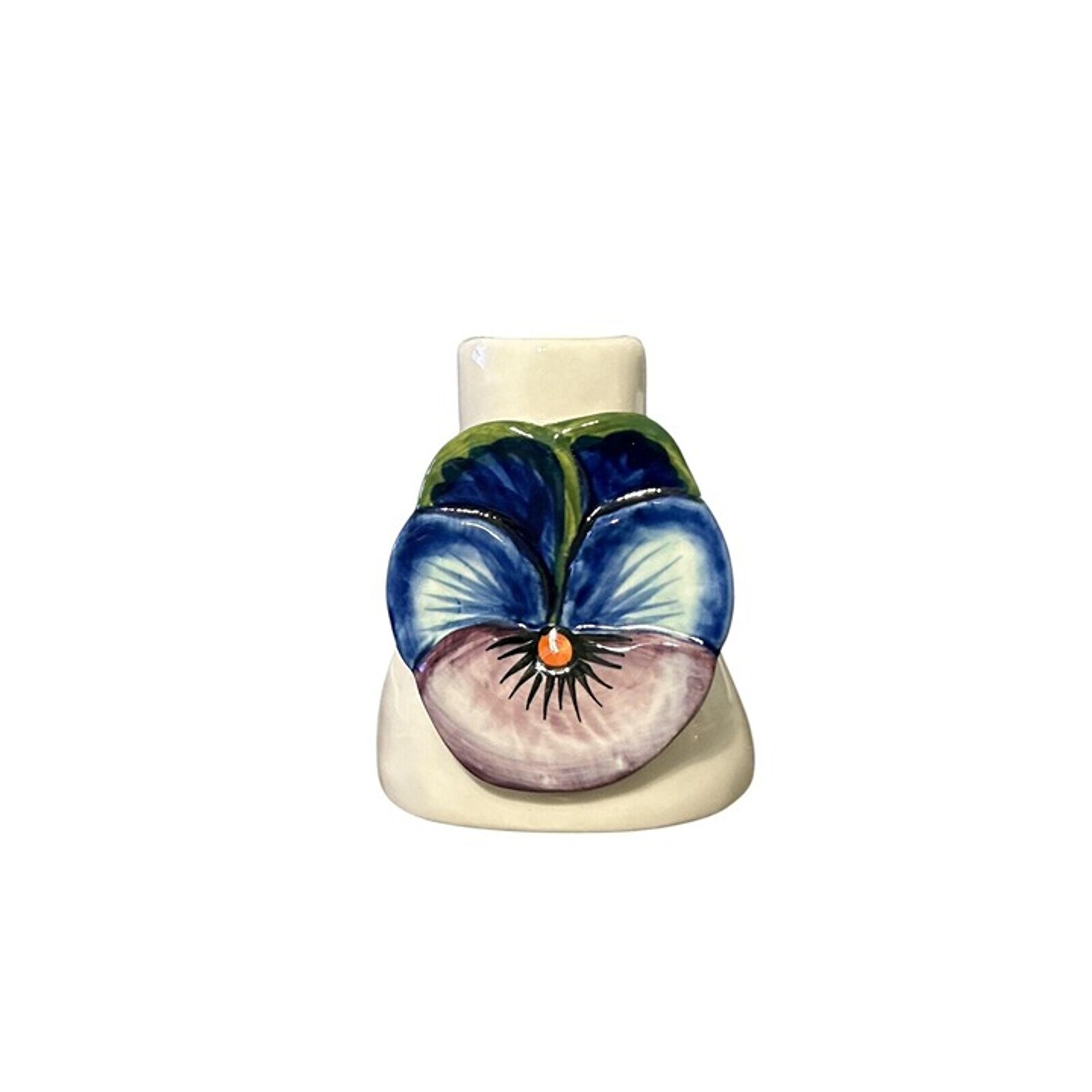 Anthropologie Francesca Kaye Floral Taper Candle Holder Peony Handpainted