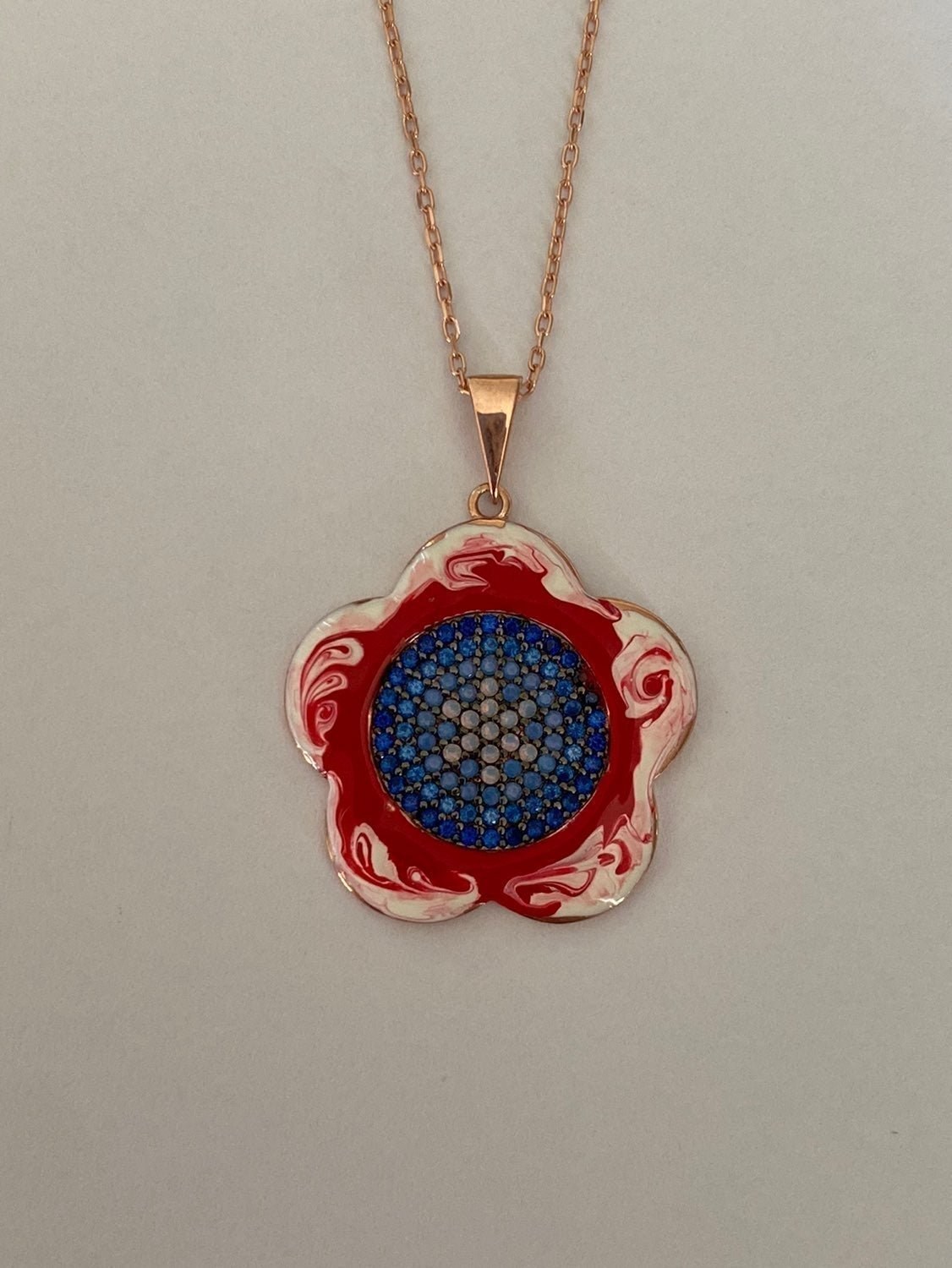 925 Silver evil eye cz handmade necklace
