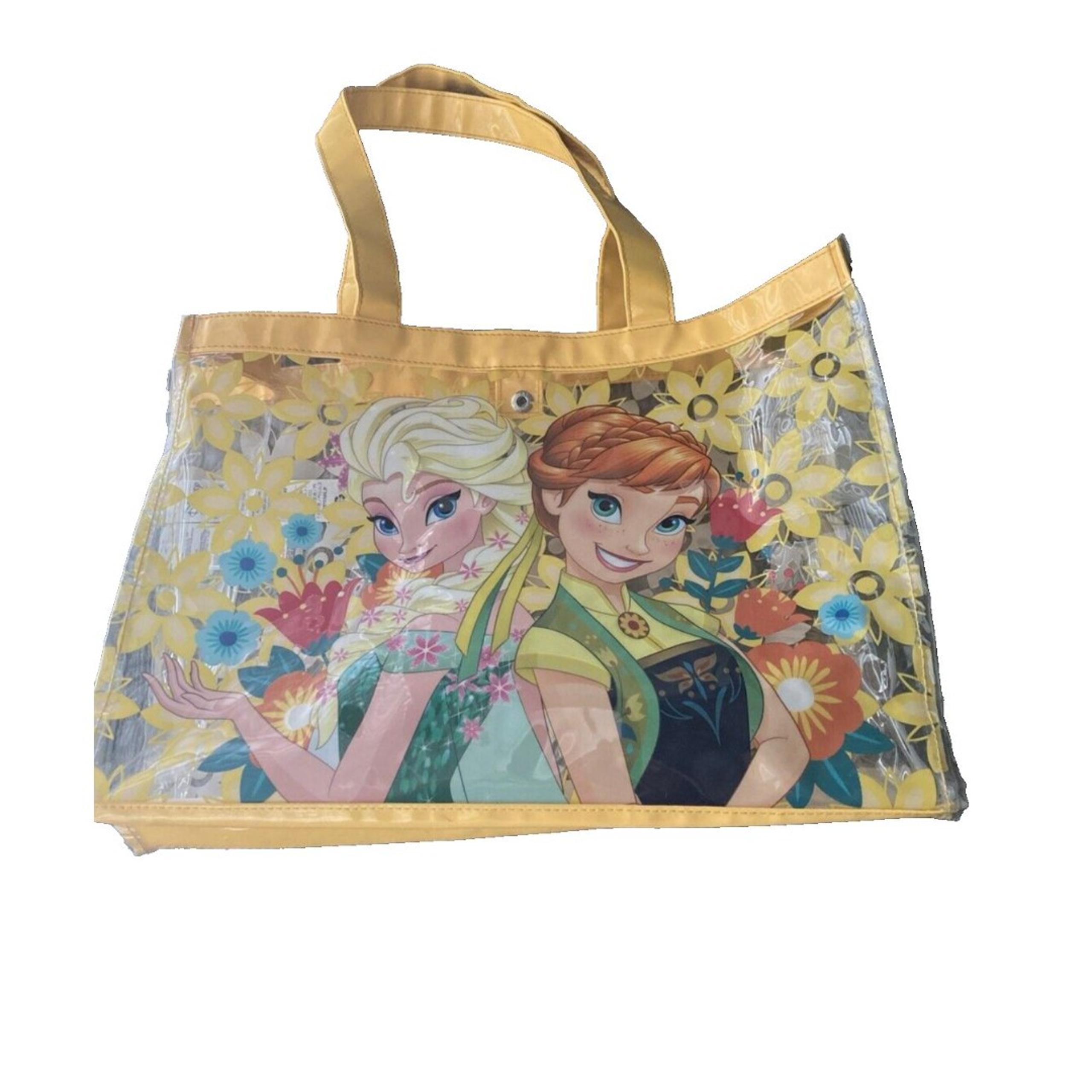 Disney Store Frozen Fever Tote Bag Yellow Sheer Anna Elsa Kid Swim Beach Pool