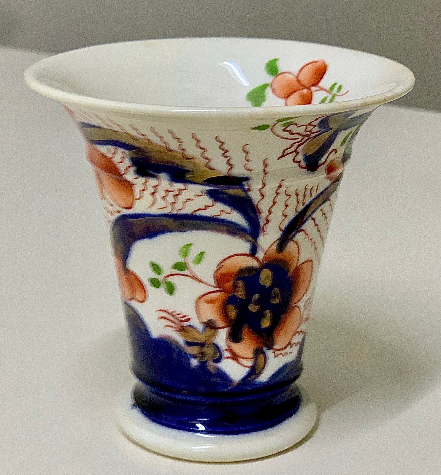 c. 1835 Antique Gaudy Welsh Pansy Pattern Hand Painted Lusterware Vase