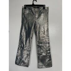 J Brand Womens 100% Lamb Leather Metallic Snakeskin Blue Size 26