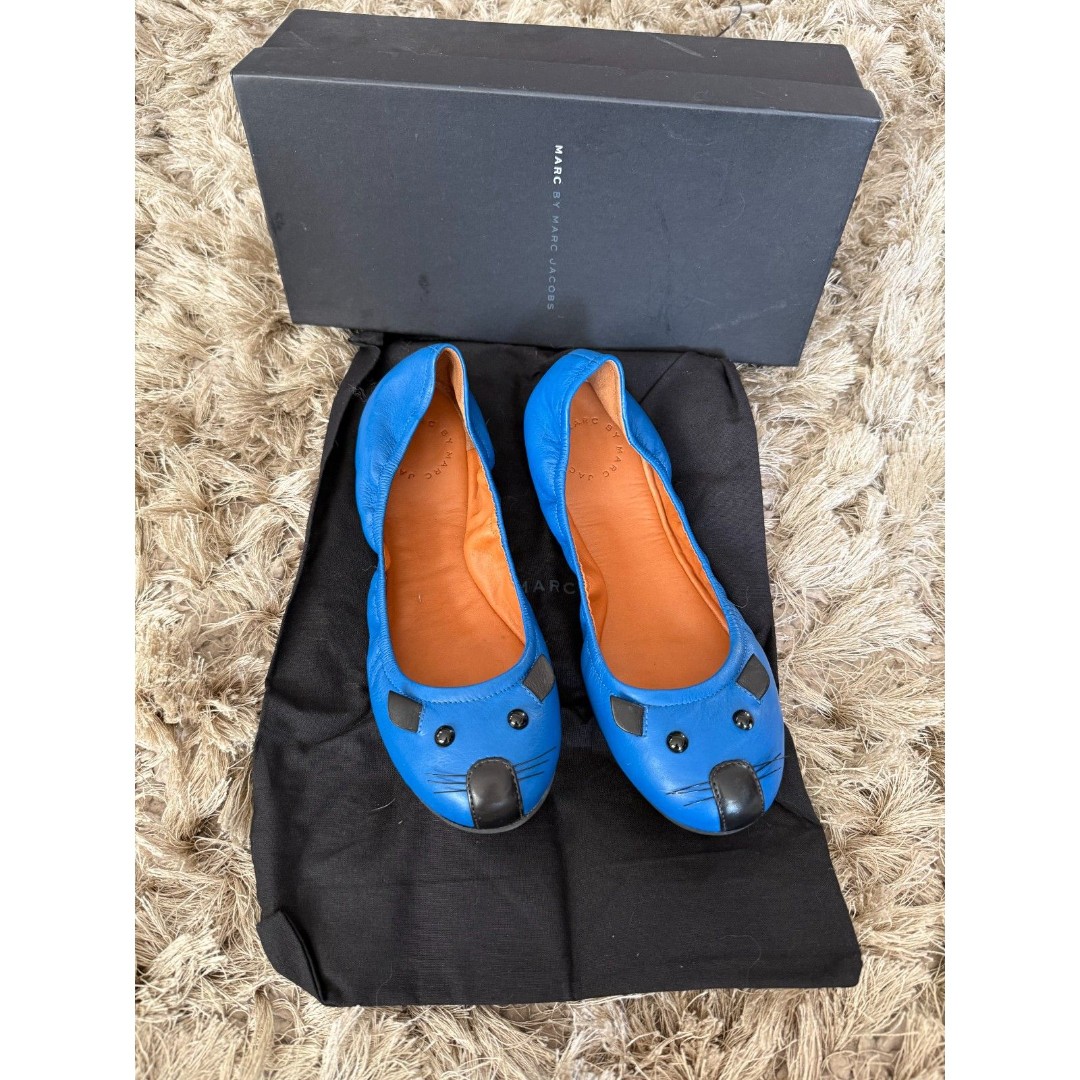 Marc by Marc Jacobs Mouse Blue Leather Ballet Flats