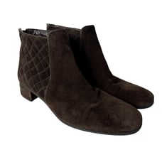 Aquatalia Boots Lacey Quilted Ankle Booties Suede Leather Weatherproof Brown 9