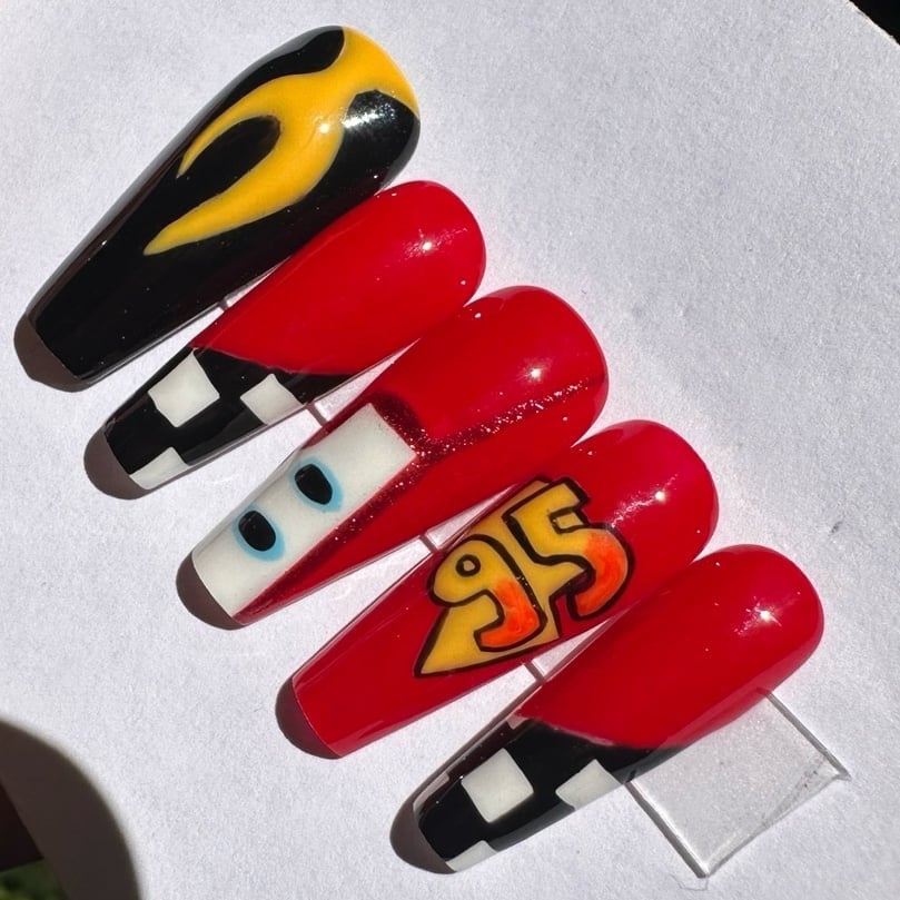 Lightning Mcqueen Press On Nails Handmade