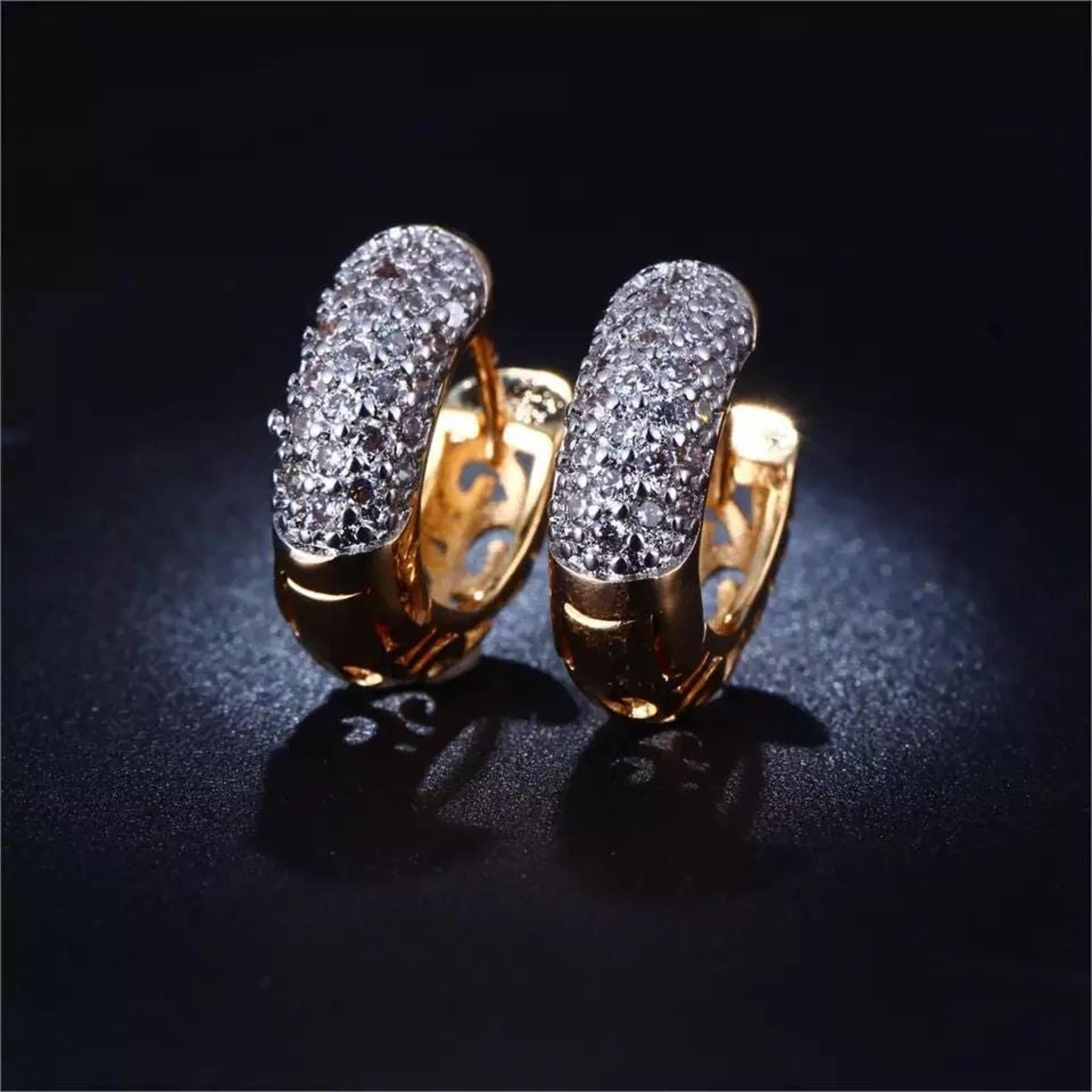 Diamond Pave Gold Hoop Earrings