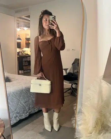 Aritzia Wilfred Jacqueline Midi Dress in Brown