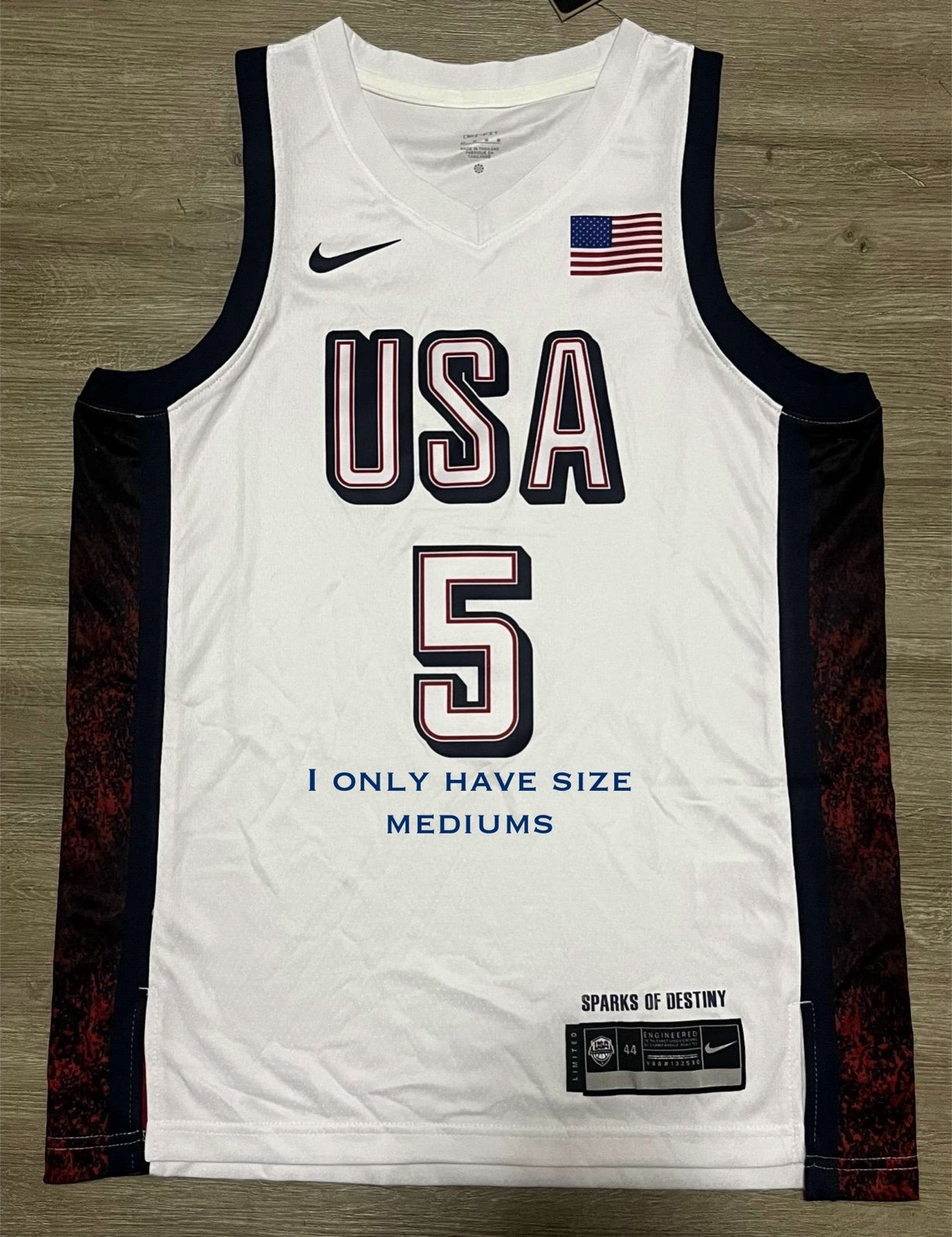 Anthony Edwards USA Basketball #5 Team USA 2024 White Swingman Jersey Size M