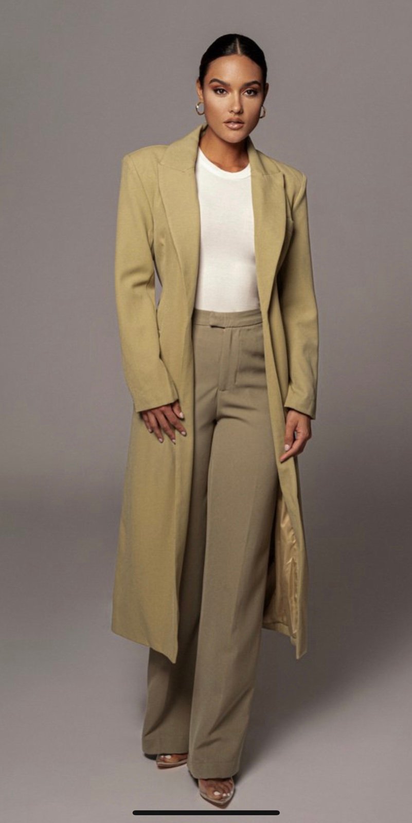 Jluxlabel - SAGE SORREL BELTED TRENCH COAT