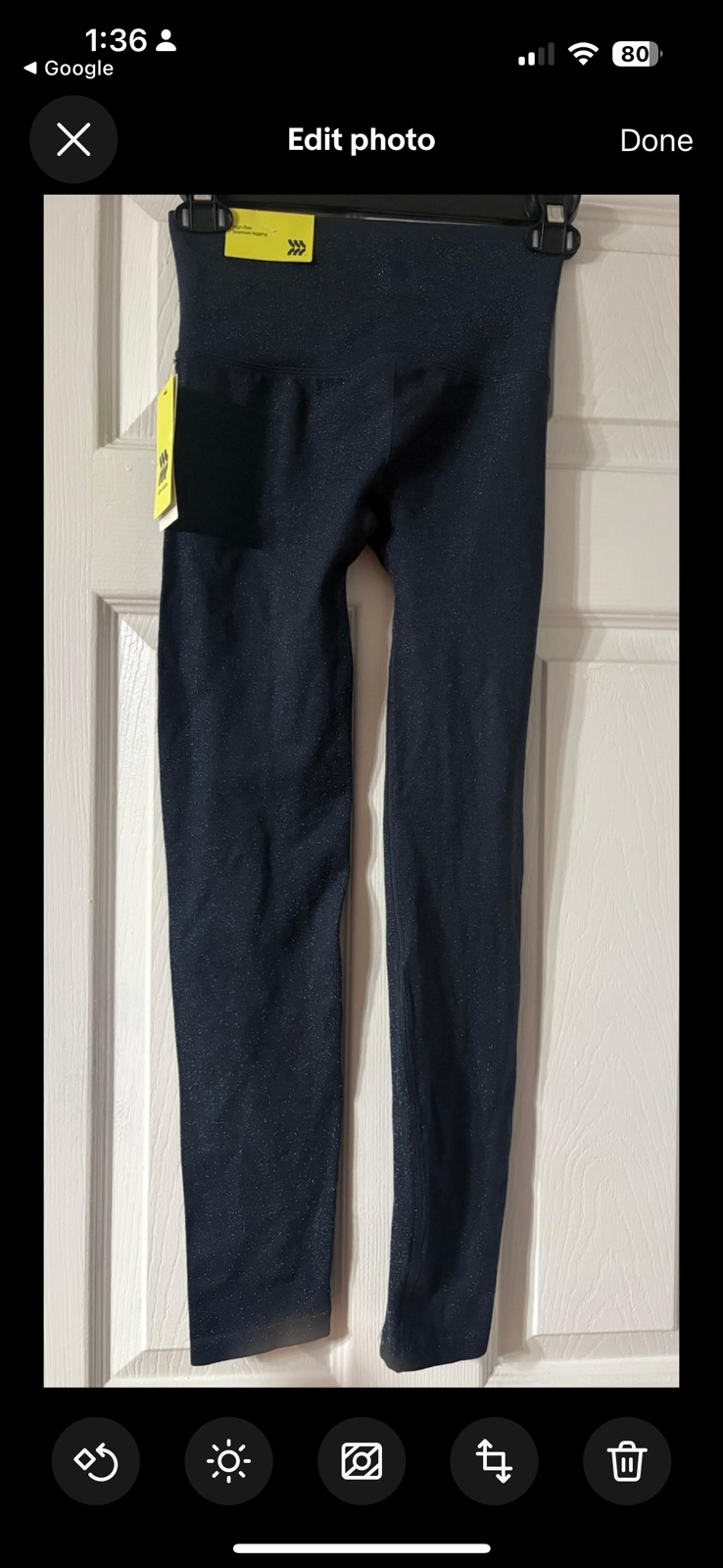 Leggings All in Motion Women's XS Leggings navy glittery blue color,  Flex Ribbe