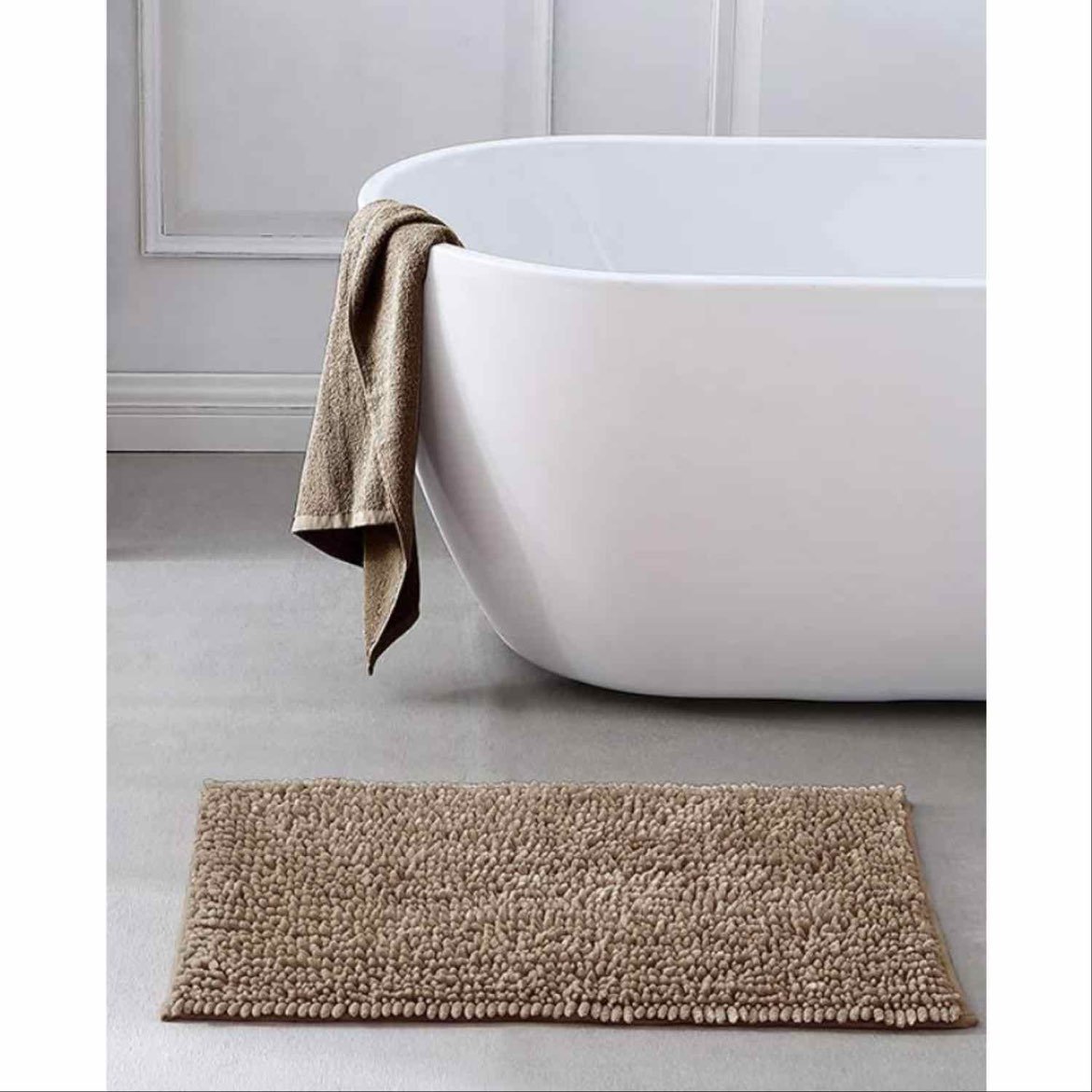 Bath Republic Anniemarie Silky Chenille Taupe Bath Rug 24 x 36 - NEW