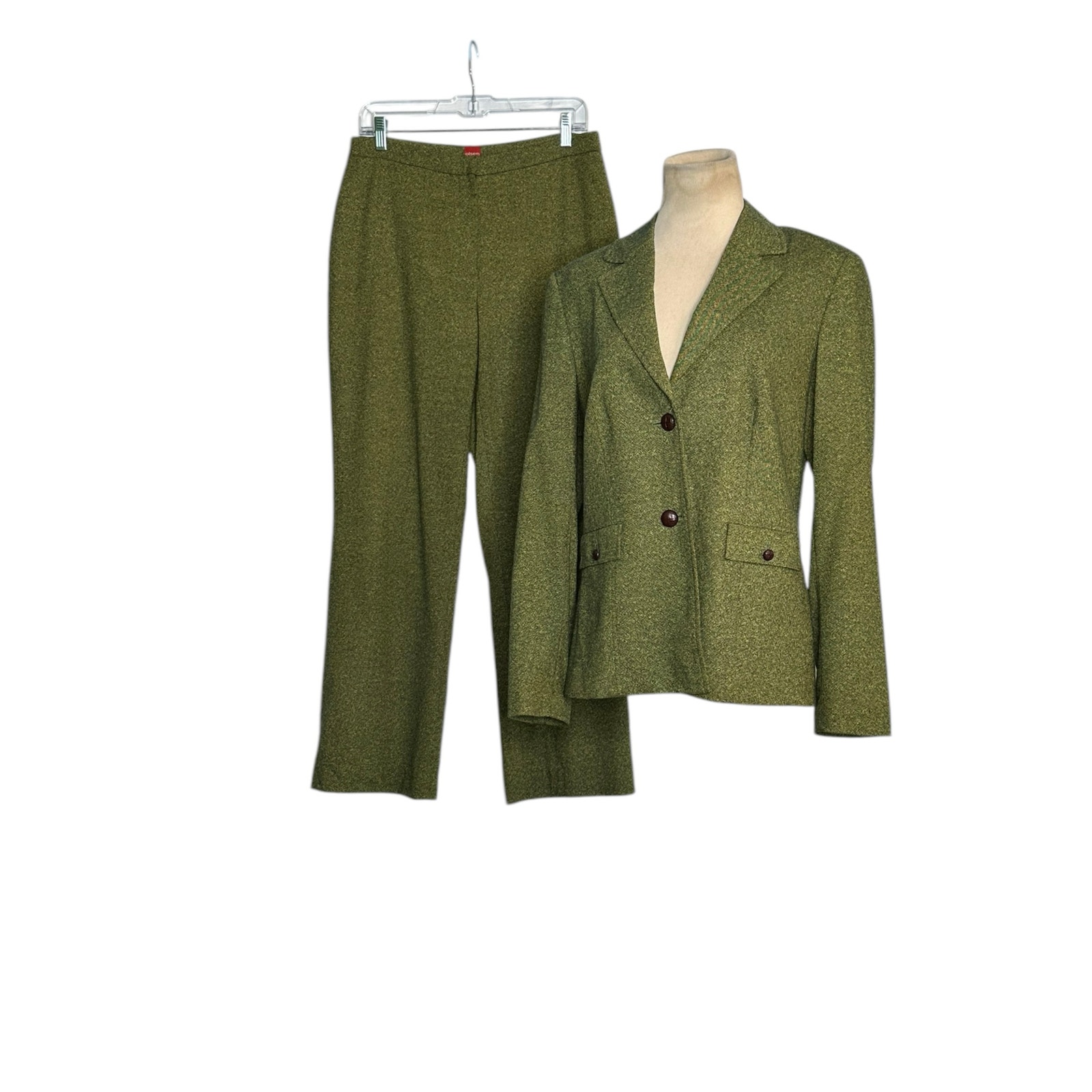 Olsen green pants blazer suit set size 8