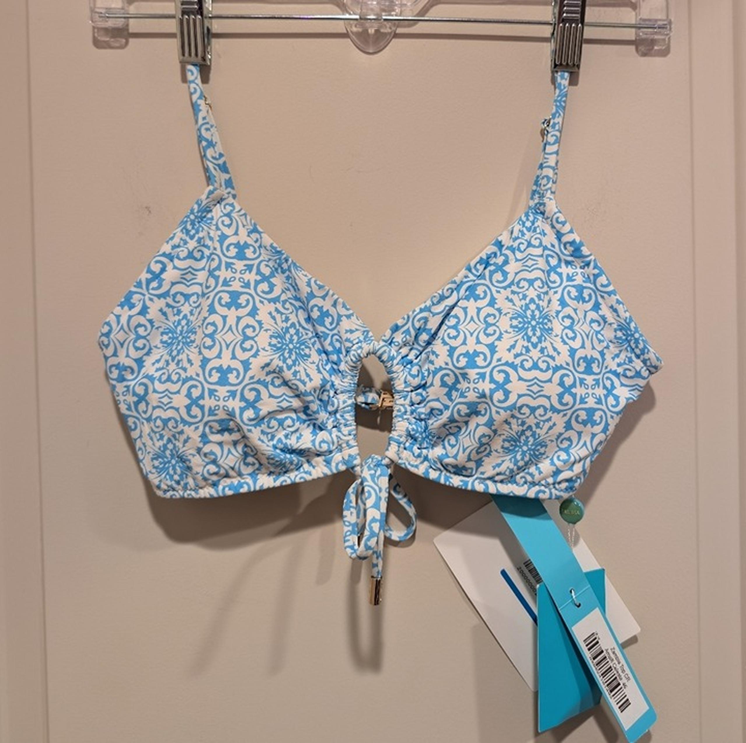 Melissa Odabash Zambia Bow-detailed Printed Bikini Top In Light Blue