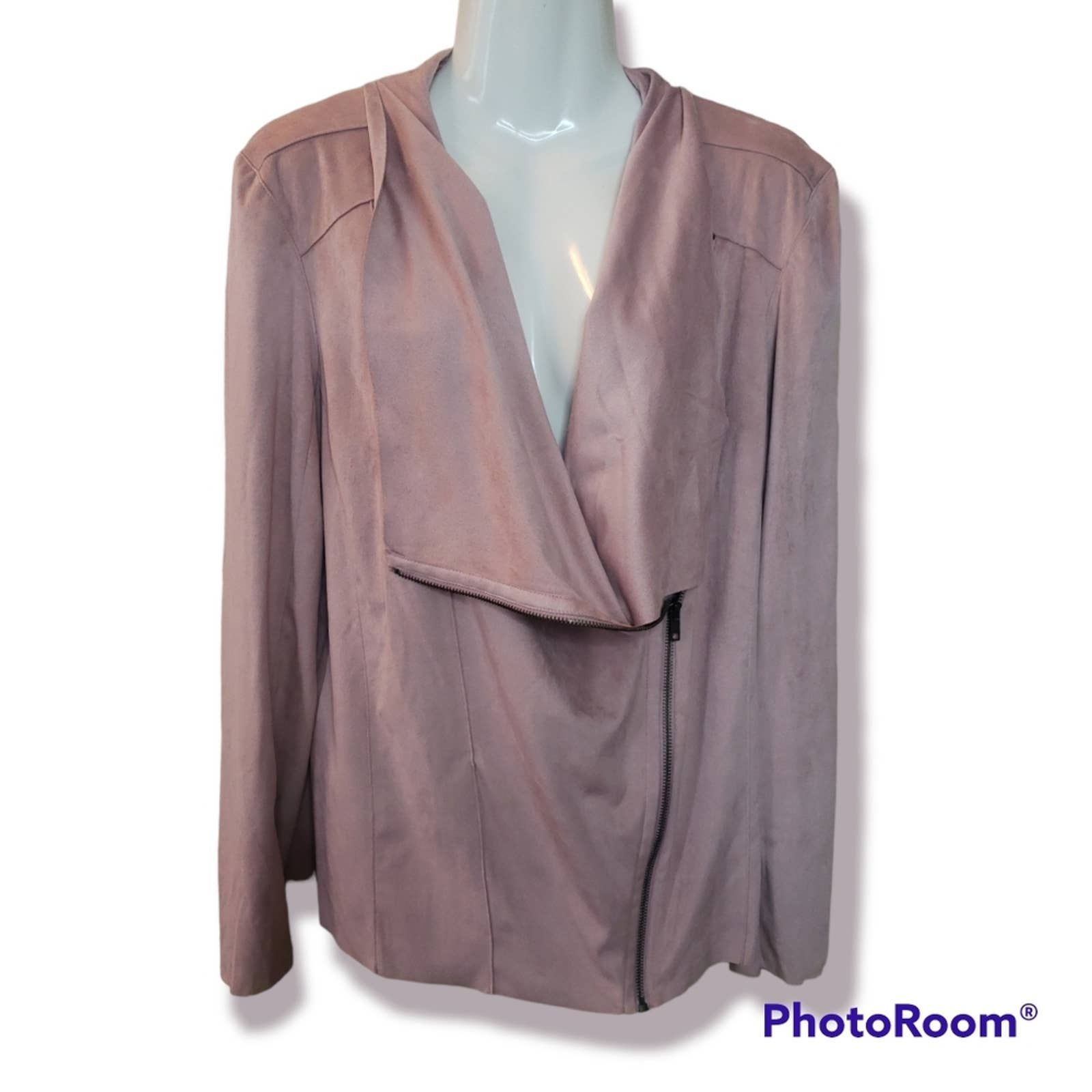Mote Women's Dusty Blush Faux Suede Moto Jacket Sz XXL