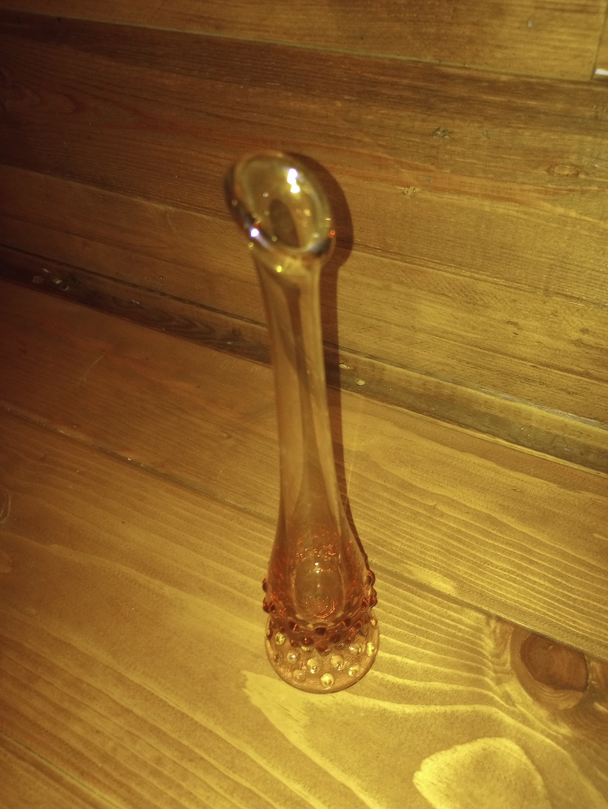 Fenton Glass Amber Stretch Bud Vase