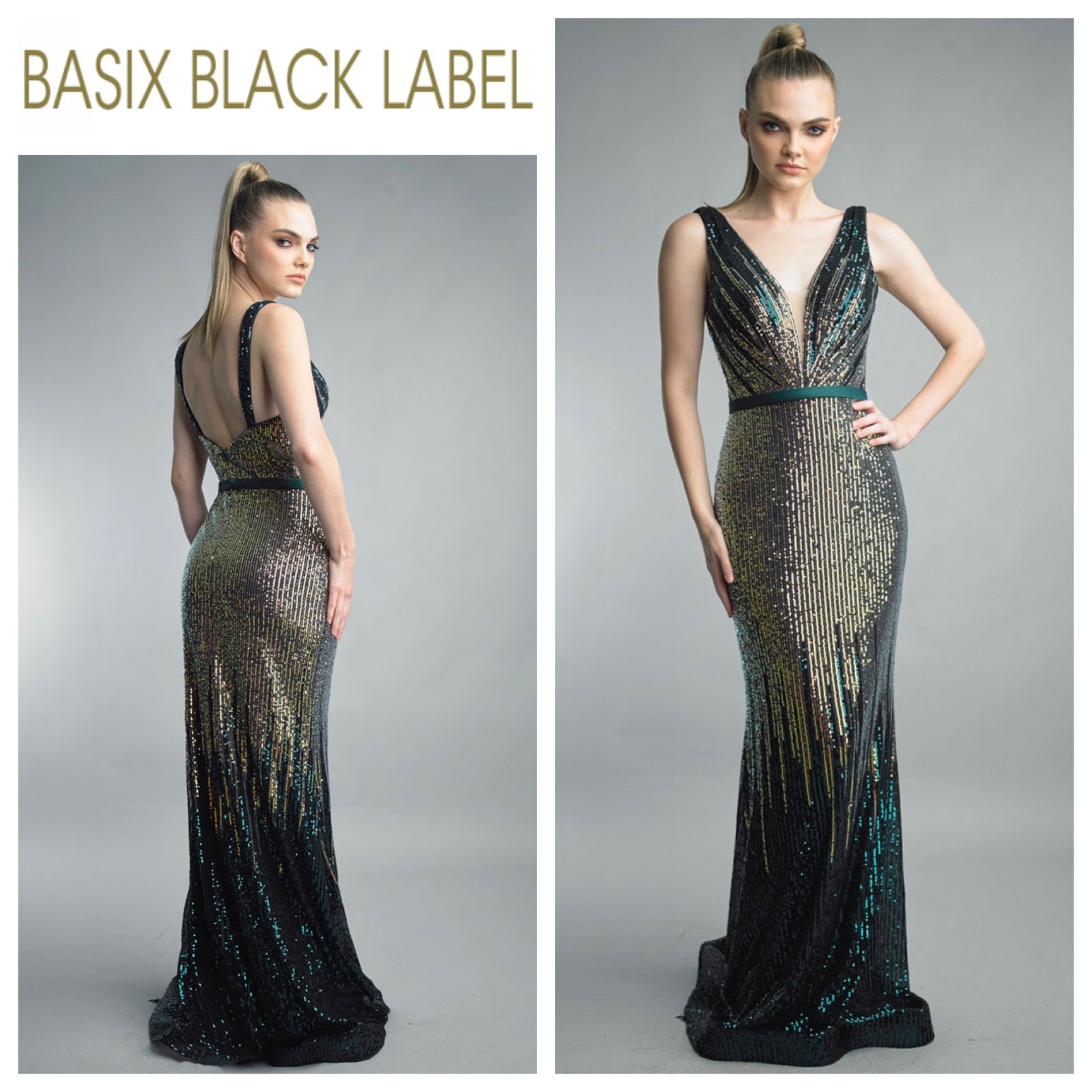 Basix Sleeveless Ombre Sequin Gown