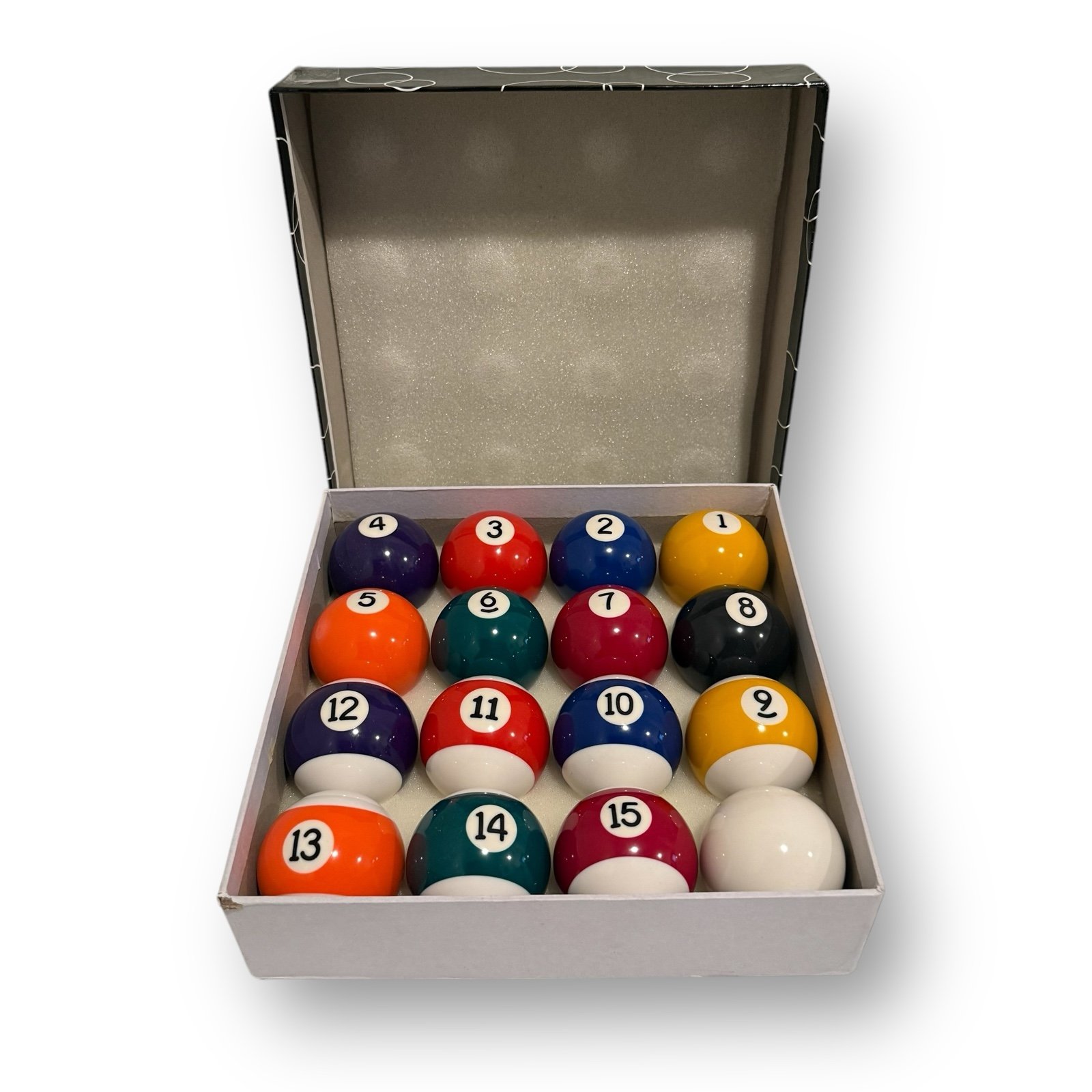 Vintage Billiard Ball Complete Set In Great Condition 2.25” Balls In Box