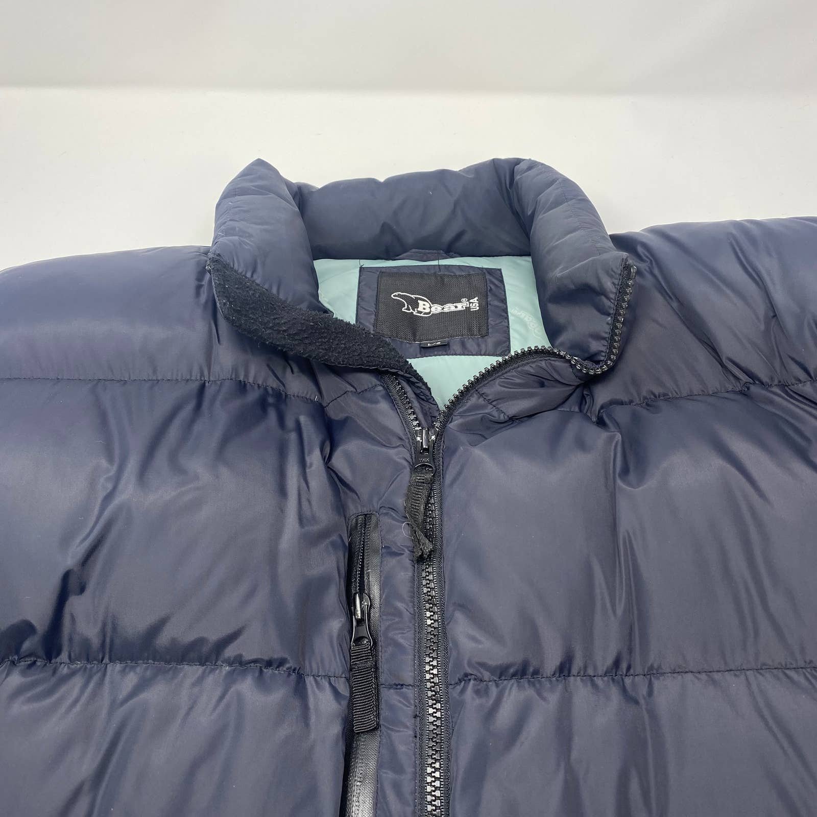 Vintage Bear USA Puffer Down Navy Blue Large Jacket