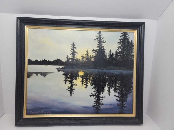 Stunning Lake Landscape reflection painting by Georgia artist Margaret Bonertz. hotsell